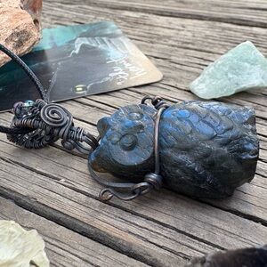 Men’s Wire Wrapped Labradorite Owl Necklace